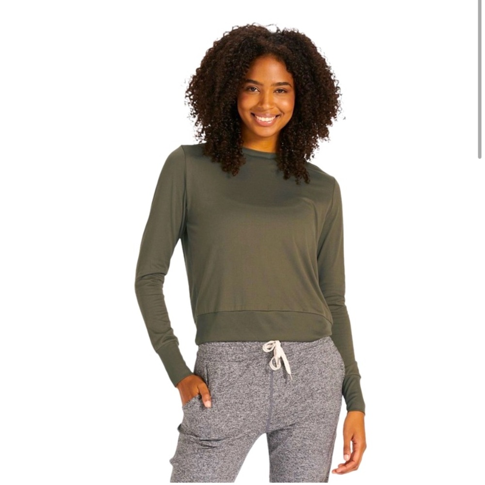 Vuori Daydream Crew Long Sleeve T-Shirt Olive Green
